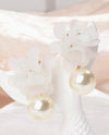 Flower & Faux Pearl Drop Earrings