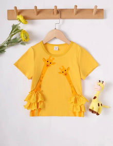  Kids EVRYDAY Toddler Girls Cartoon Graphic Ruffle Trim Tee