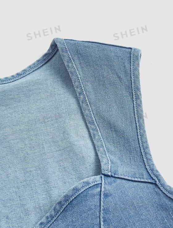 Sweetheart Neck Denim Top