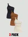 Women's One Shoulder Ribbed Tank Top For Summer