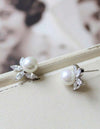 1 Pair Elegant Faux Pearl & Cubic Zirconia Stud Earrings