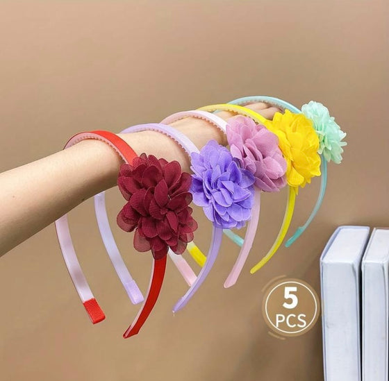 5pcs Girls Hair Accessories, Colorful Flower Non-slip Headbands