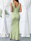 Fashionable Printed High Waist Mermaid Hem Dress