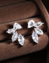 2pcs Fashionable Cubic Zirconia & Copper Marquise Drop Earrings