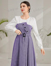 Spring/Summer Elegant Long Sleeve Long Checkered Dress With Round Neck