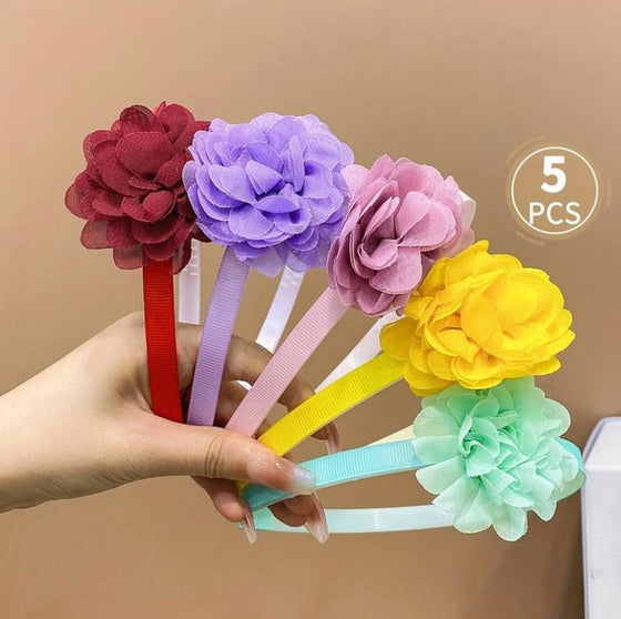 5pcs Girls Hair Accessories, Colorful Flower Non-slip Headbands