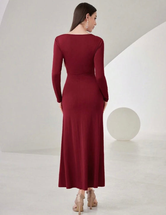 Women's Asymmetrical Neckline & Pleated Body Casual Dress
