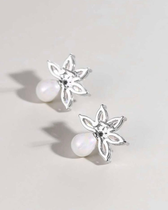 Cubic Zirconia Decor Stud Earrings