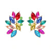 Colorful Rhinestone Flower Stud Earrings, Exaggerated European And American Style Bohemian Jewelry
