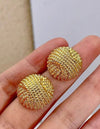 1 Pair Exaggerated Metal Circular Stud Earrings For Women, Vintage Striped Daily/Party Gift