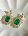 1pair Glamorous Green Cubic Zirconia & Rhinestone Decor Drop Earrings