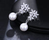 Elegant Nature Bohemian Flower Pearl Crystal Zircon Dangle Earrings For Women Bridal Wedding Party Jewelry