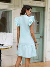Flying Sleeve Dress With Ruffle Hem