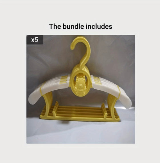 5pcs Yellow Baby Nursery Closet Hangers - Ultra-Thin Non-Slip & Retractable Hangers For Newborn Clothes, Adjustable Coat Hangers For Girl & Boy Toddler Kids for clothing stores