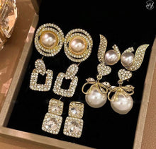  5pcs/Set Luxury Faux Pearl & Rhinestone Decor Earrings For Women