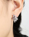 2pcs Fashion Luxury Horse Eye Shaped & Leaf & Cubic Zirconia Decor Bridal Earrings