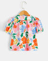 Kids SUNSHNE Toddler Girls Floral Print Peter Pan Collar Puff Sleeve Blouse