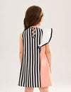 Toddler Girls Striped Ruffle Trim Dress