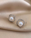 Andkiss Rhinestone & Faux Pearl Decor Stud Earrings