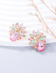  1pair Bowknot And Rhinestone Decor Earrings