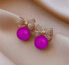 Fashionable Minimalist Style Rhinestone Bowknot Earrings