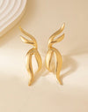 1pair Simple Fashionable Metallic Wing Design Stud Earrings