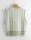 EZwear V Neck Houndstooth Pattern Sweater Vest