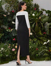 Contrast Color Cowl Collar Bodycon Dress