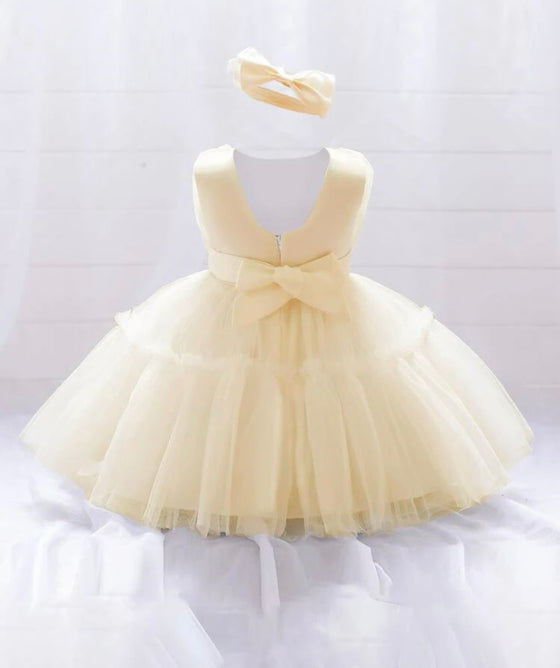 GIRLS Babys' Tulle Puff Princess Dress For Infant's One Year Birthday Party, Comes With Hair Accessories