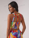 Allover Print Crop Halter Top