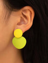 1pair Popular Fashion Sweet & Fresh Candy Color Spray Painted Earrings For Summer Beach Travel, Light Yellow And Light Green