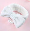 1pc Girls White Bow Plush Face  Washing Headband