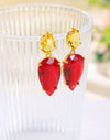 1pair Fashionable Exaggerated Transparent Multicolor Crystal Big Teardrop Earrings