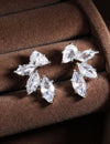 2pcs Fashionable Cubic Zirconia & Copper Marquise Drop Earrings