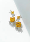 Cubic Zirconia and Yellow Topaz Crystal Classic Post Earring -Gold - Fashion, Bride, Bridal Earring, Mother Of The Bride