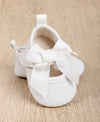 1pair Infant Girls' Solid Color Butterfly Knot Cloth Bottom Magic Sticker Design Comfortable & Breathable Mary Jane Princess Single Shoes Suitable For Spring & Autumn, 0-4Months