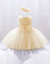 GIRLS Babys' Tulle Puff Princess Dress For Infant's One Year Birthday Party, Comes With Hair Accessories