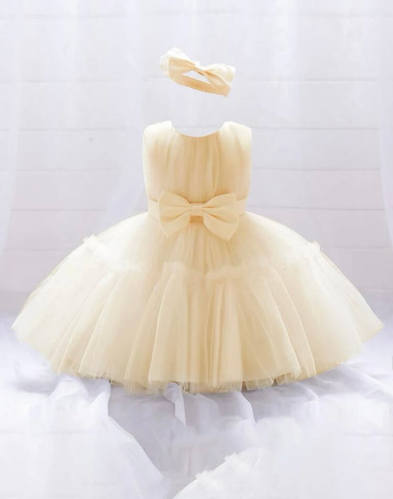 GIRLS Babys' Tulle Puff Princess Dress For Infant's One Year Birthday Party, Comes With Hair Accessories