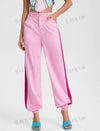 High Waist Contrast Side Seam Pants