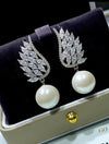 1 Pair Glamorous Cubic Zirconia & Faux Pearl Drop Earrings For Women