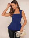 Square Neck Peplum Tank Top