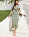 Solid Color Cape Sleeve Twist Knot Sheath Dress