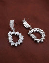 1pair Fashionable Copper Alphabet D Design Zirconia Inlaid Pendant Earrings
