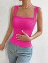 Square Neck Ruched Bust Tank Top