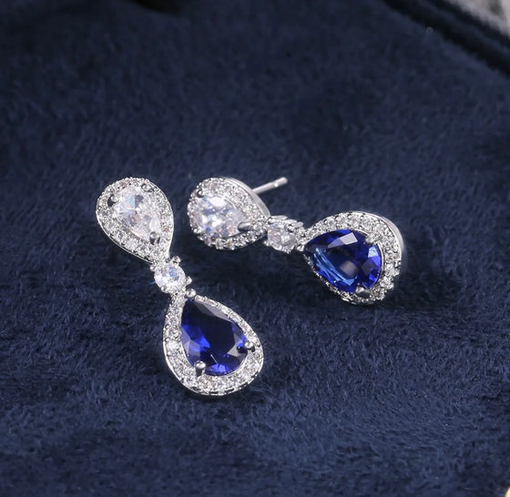 CAOSHI Fashion Jewellery Silver Drop Zircon Earring Blue Stone Wedding Jewelry Water Drop Earrings for Women