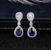  CAOSHI Fashion Jewellery Silver Drop Zircon Earring Blue Stone Wedding Jewelry Water Drop Earrings for Women