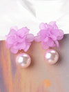 1pair Stylish Holiday Acrylic Flower & Faux Pearl Pendant Dangle Earrings