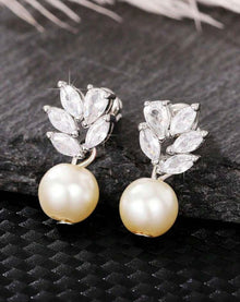  1 Pair Fashion Cubic Zirconia & Faux Pearl Stud Earrings For Women