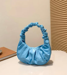  Mini Plain Cloud & Crescent Shaped Women's Handbag With Pleats