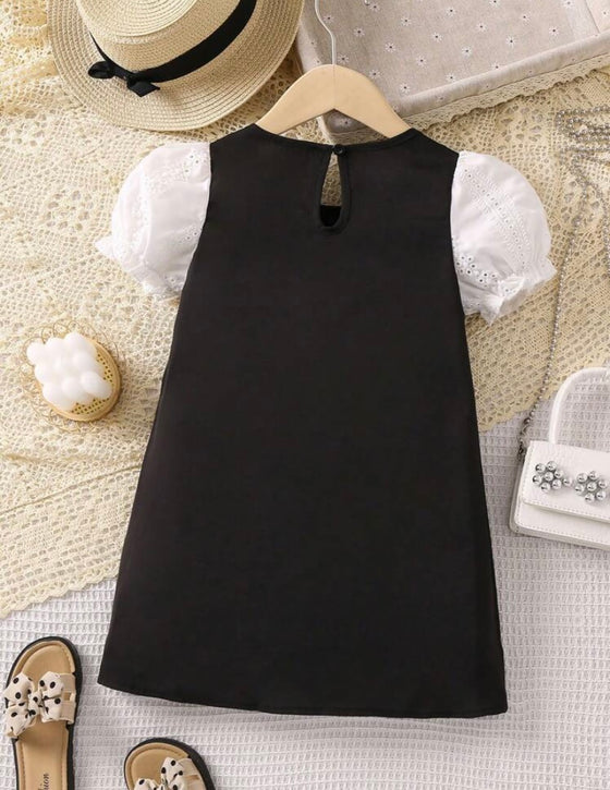 Kids EVRYDAY Toddler Girls Bow Patched Puff Sleeve Dress